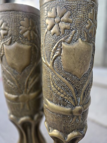 Pair trench craft vases - of,
