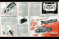 Peugeot 403 DYNAMO WARNING HEADLIGHT EQUIPMENT "DUCELLIER" / Tract circa 1950