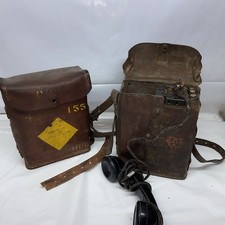 WW2/Korean War Era US Army Signal Corps Field Phone EE-8-B Leather bag SET