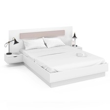 Lit double SANTA avec tête de lit + tables de chevet intégrées et sommier 140 x 