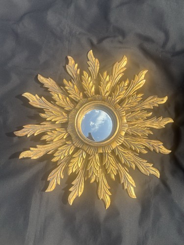 Miroir soleil bois - doré, no
