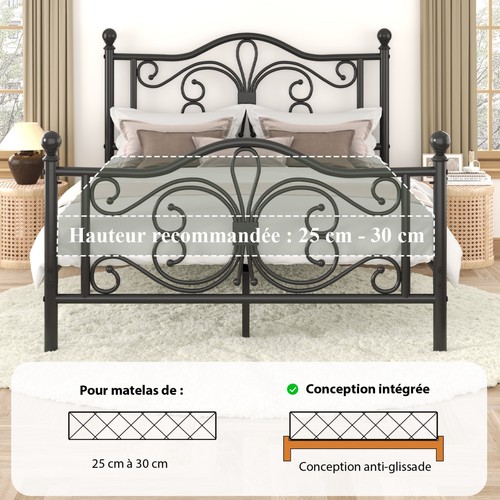 Cadre lit métal avec - lit, en