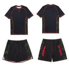 Albino and Preto Elektronic Rash Guard SS Short Bjj No Gi Uniform Kimono Apparel