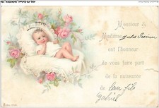 ANLP9-0677-CHILD - Baby lying in a crib - flowers - gentleman and my