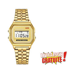 Montre Retro Or Unisexe Écran