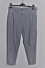 Pantalon tailleur revers TRF tweed prince de galles ZARA taille froncé ceinturée