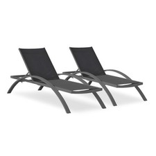 Lot de 2 Bains de Soleil Empilables "Barcelona" 195cm Noir