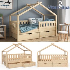 Lit pour enfant VITALISPA, lit cabane DESIGN 80 x 160, barrière, enfants, bois