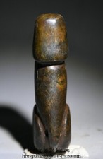 3.4" Old Chinese Hongshan Culture Hetian Jade Carving Penis Phallus Pendant