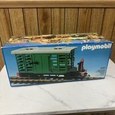 Playmobil 4101 Green Cattle Train Car G Scale Good Condition w Nice Box ! 1985
