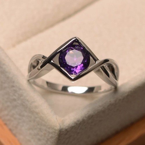 Bague améthyste solitaire - bague,