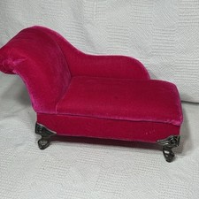 Plush Velvet Magenta Pink Chaise Lounge Chair Storage/Jewelry/Trinket Box EUC