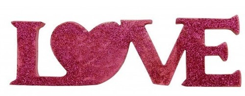 Mot love 20x6cm bois rose - mot,