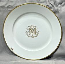 Sèvres porcelain plate late 19th century gold monogram 6/8