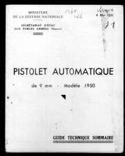 Pistolet automatique modèle 1950 - 9 mm -  guide technique 