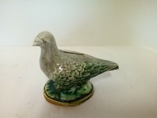 PIGGY BANK TO BREAK BIRD SLINGSHOT POTTERY D'ONNAING FRANCE OLD MAJOLICA