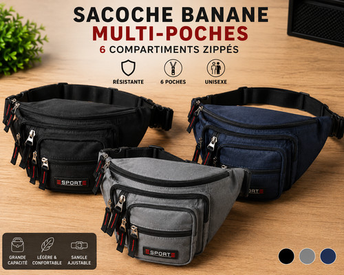 Sacoche banane multi poches - banane, multi-poches