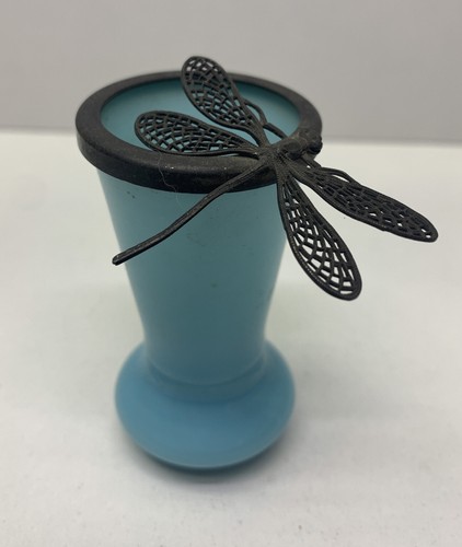 Ancien petit vase - opaline, bleu