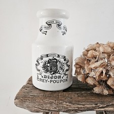 Antique French Dijon Grey Poupon Mustard Pot Dijon Sarreguimines Brocante 6.5"