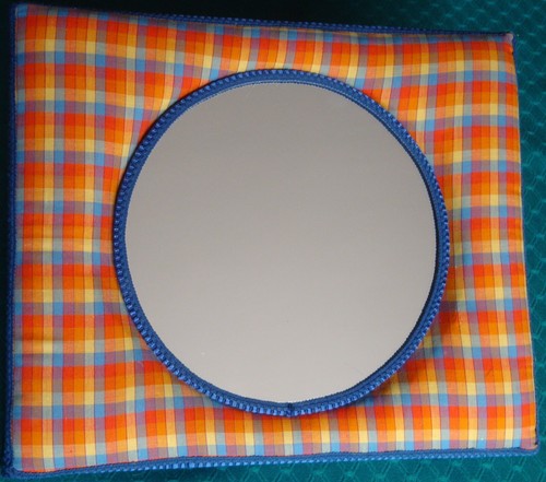 Miroir vintage bois tissus - miroir,