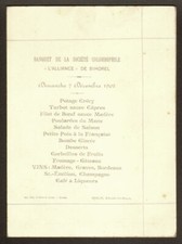 Menu. Société Colombophile