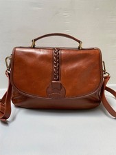 Sac besace mini cartable cuir marron fauve GAUCHOS Vintage 80s