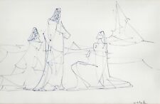 ORIGINAL PENCIL DRAWING - MARCEL DELMOTTE - ABSTRACT COMPOSITION CIRCA 1980