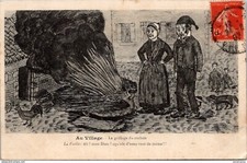 18855 cpa Fantaisie - in the village - the grill of the pig