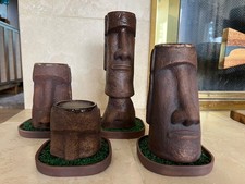 Munktiki Moai Tiki Mug Set with AstroTurf Coasters