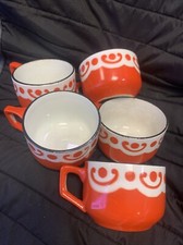 Rare Vintage Orange KG Luneville Earthenware Mug (4)