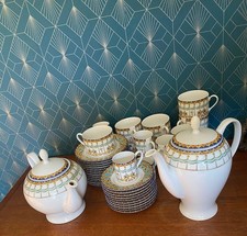 Antique Giesche porcelain coffee and tea set, 42 pieces. Baroque.