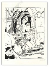 Affiche Sérigraphie BODART Squelette NB 60signé 34,5x26