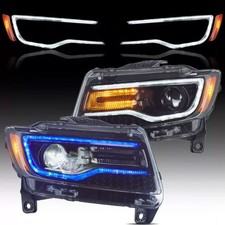 VLAND For 11-2013 Jeep Grand Cherokee Upgrade Full LED Tube Projector Headlights