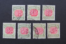 1938 SG D112-D118 ACSC D122-D128 Carmine & Green Postage Dues P14½ x14 Cof A WMK