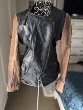 Collection PRIVEE chatelaine Leather Black Brown Jacket Xs 6-8  90