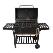 Barbecue Grill & Fumoir XXL Style Américain en Acier Noir Max 5,5 kg de Charbon