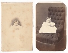 Baby girl on an armchair + medallion version Photo CDV circa 1865 Odinot Nancy