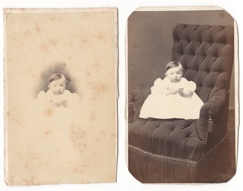 Bébé fille sur - un, +
