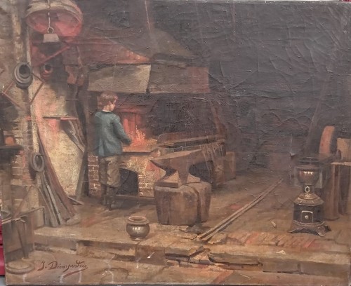 Huile sur toile - , début
