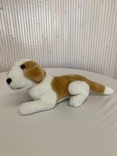 Peluche Chien couché blanc et