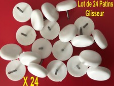 Lot de 24 Patins Glisseur Blanc à clouer,Ø Diamètre 21 mm, chaise,Table, meubles