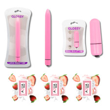 PACK 2x Mini Masseur Intime Discret Femme Couple + 3 Gels de Massage Lubrifiants