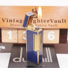 Briquet à gaz Dunhill Roller bleu_ Lapis Lazuli _ nettoyé par ultrasons_fonct...