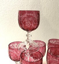 1 verre à vin du Rhin cristal de BACCARAT doublé rouge Roemer 10,7cm no Clichy