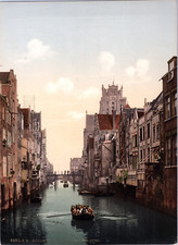 Nederland, Dordrecht. Voorstraatshaven. vintage print photochromie, vintage ph