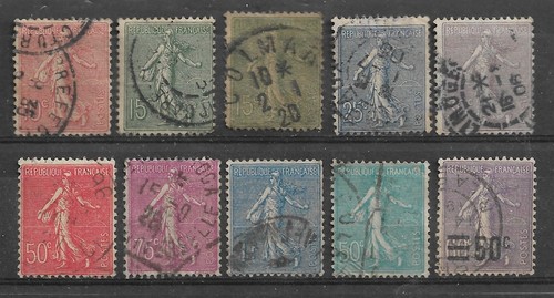 Lot timbres semeuse lignée - 10,