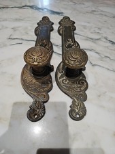 Rare Antique Art Nouveau Solid Brass Door Handles 