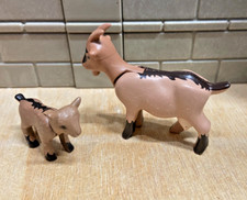 Playmobil animals 2 goats adult baby brown farm zoo 01