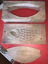 Antique Very Large Wooden Butter Mold Folk Art Fish Decor