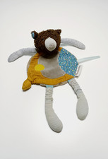 Doudou Ours Marron Bleu Jaune